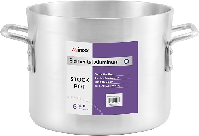 Winco 6.0mm Aluminum Stock Pot, 12-Quart