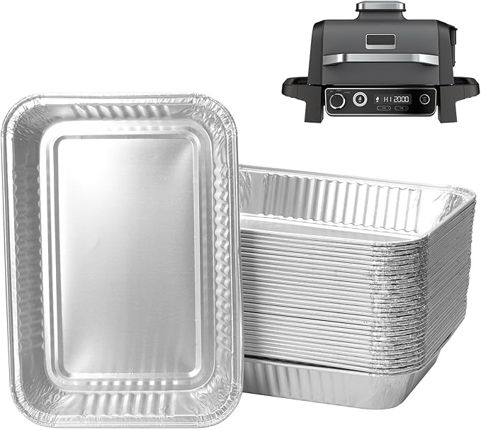 Grill Drip Pan Liner for Ninja OG700 OG701 OG751 Series Woodfire Smoker Accessories,Aluminum Disposable Foil Grease Liners Compatible with Weber Q/Spirit/Genesis Gas Grill,30 Packs