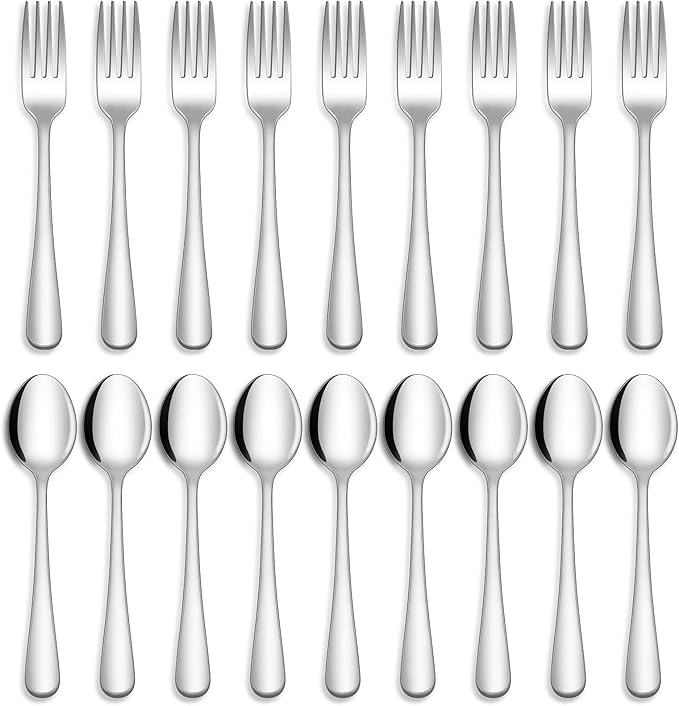 Hiware 24-piece Forks and Spoons Silverware Set, Food Grade Stainless Steel Flatware Cutlery Set for Home, Kitchen and Restaurant, Mirror Polished, Dishwasher Safe