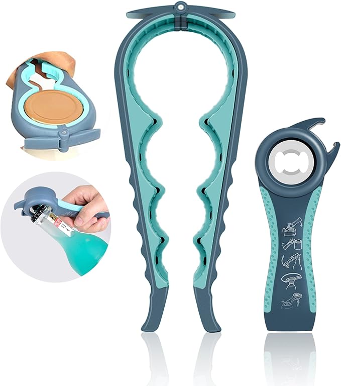 Jar Opener for Weak Hands, Seniors with Arthritis, 5 in 1 Multi Function Bottle Opener Lid Opener For Arthritic Hands