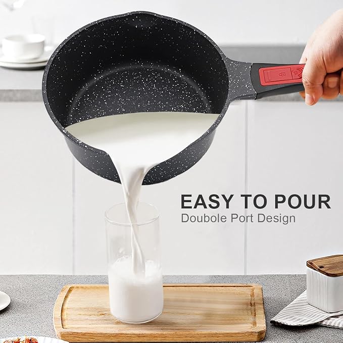 Non Stick Sauce Pan, 2.5 Qt Saucepan with Lid, Nonstick Sauce Pot & Saucepan with Pour Spout, Detachable Handle Milk Pan Pasta Pot, Mini Cooking Pot Induction Compatible, Oven Safe, PFOA Free