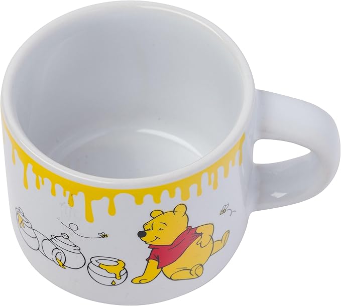 Silver Buffalo Disney Winnie the Pooh Honey "Hunny" Drips 4pc Stackable Ceramic Espresso Small Cup Set, 3 Ounces