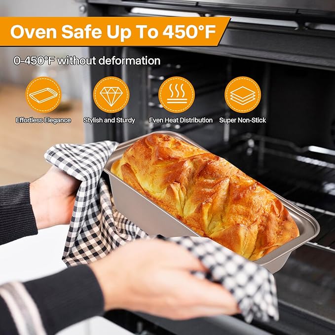 2pack Loaf Pan, 10inch Banana Bread Pan, Non-Stick Banana Bread Pan, Stackable Bread Pans for Homemade Bread, 10x5inch Small Bread Pans for Baking