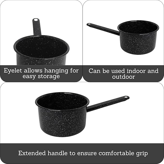 MIRRO 1.25qt Enamel Saucepan, Black (Pack of 2)