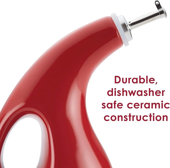 Rachael Ray Solid Glaze Ceramics EVOO Olive Oil Bottle Dispenser with Spout Set, 2 Piece, Red (Pack of 4)