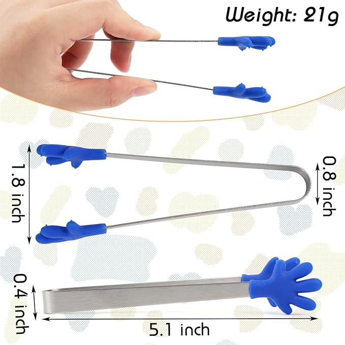 Shindel Mini Serving Tongs, 5.1" Small Stainless Steel Tongs, Cute Kitchen Gadgets for Christmas Candy, Snacks, Chips, Cookies, Fruit, Salad, Food, Sugar Cubes, Party, Appetizers, Great for Fine Motor