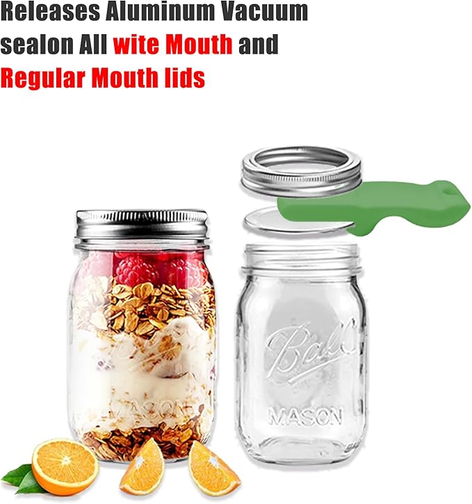 Mason Jar Opener and Canning Tool, Compatible with Mason Jar Lids, Releases Vacuum Seal on Wide Mouth and Regular Mouth, Magnetic Lid Lifter for Canning, Pickling (dark green)