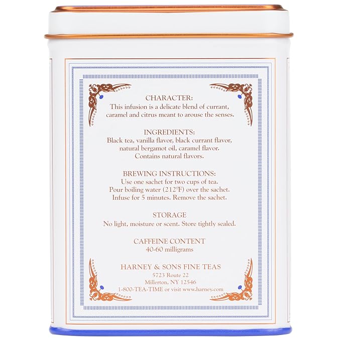 Harney & Sons Paris Flavored Black Tea – 20 Sachets | Fruity Vanilla & Caramel Blend with Hint of Lemony Bergamot