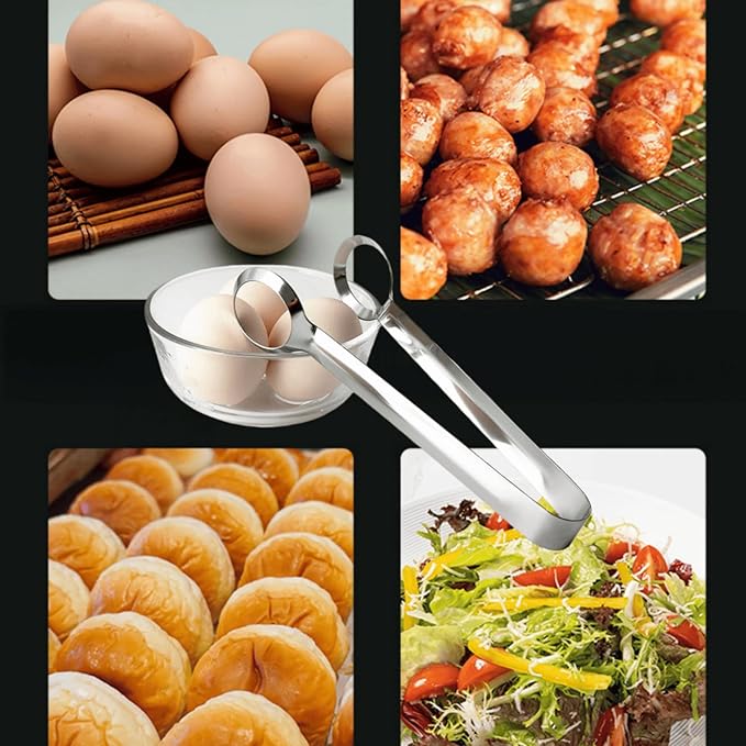 2-Piece Multifunctional Stainless Steel Boiled Egg Tongs with 1 Piece Egg Slicer – Kitchen Cooking Tools & Supplies