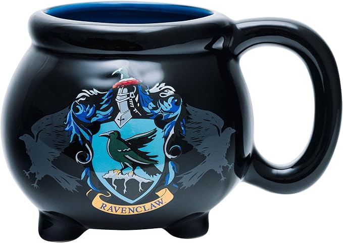 Silver Buffalo Harry Potter Hogwarts House Ravenclaw Crest Cauldron Ceramic 3D Sculpted Mug, 20 Ounces