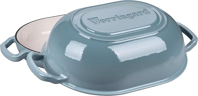 Enameled Cast Iron Sourdough Bread Oven, Dutch Oven, Loaf Cast Iron Bread Pan for Homemade Bread Baking, Meatloaf Pan with Lid, 7QT, Sea Salt