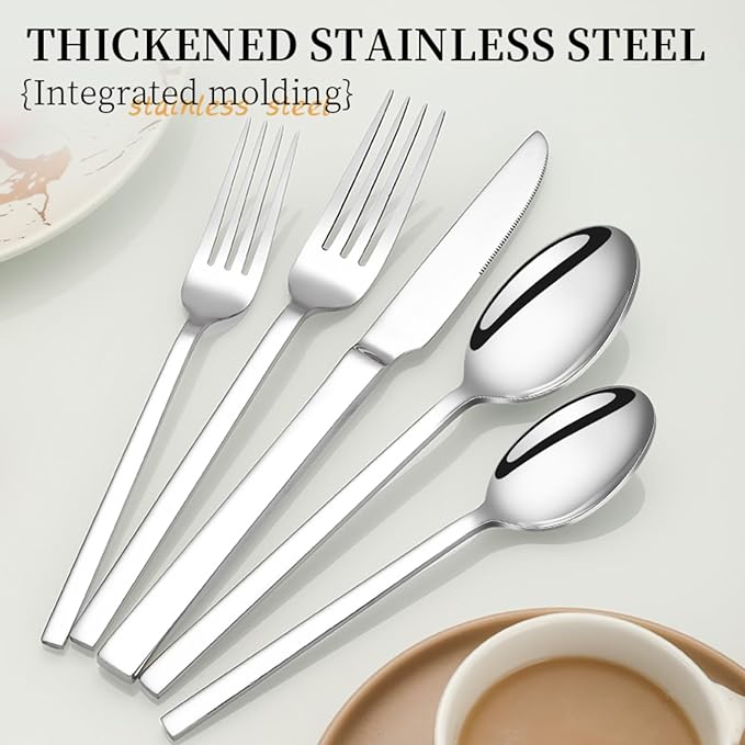 Silverware Set, 40-Piece Forged Flatware Cutlery Set Premium Stainless Steel, Service for 8, for Home, Wedding, Party,Gift, Mirror Polished and Dishwasher Safe