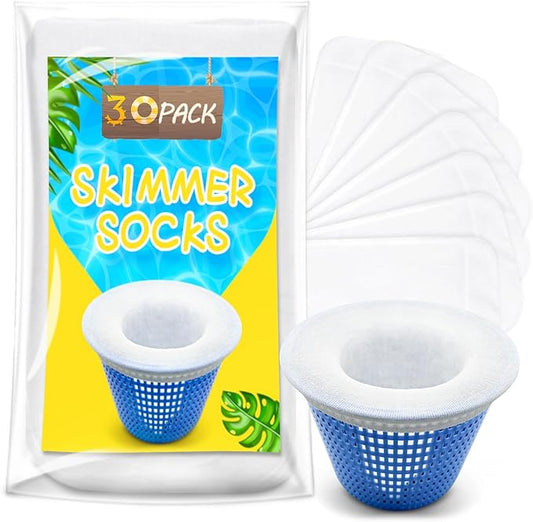 30 Pack Pool Skimmer Filter Socks for Inground Pool Or Above Ground Pool Filter, Ultra Fine Mesh Screen Liner Skimmer Basket Sock Scum Sock Saver, Debris Leaves Catcher