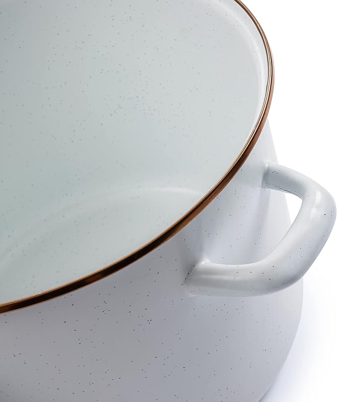 Barebones Enamel Stock Pot - Durable Enamel-Coated Steel Pot for Even Heating and Outdoor Cooking Of Soups, Stews and Chili (Eggshell)