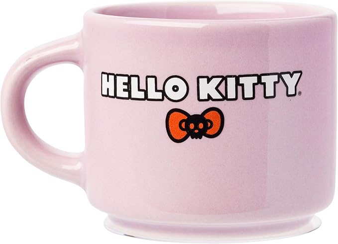 Silver Buffalo Sanrio Hello Kitty Halloween 4 Pack Stackable Ceramic Mug Set With Storage Rack, 3 Ounces