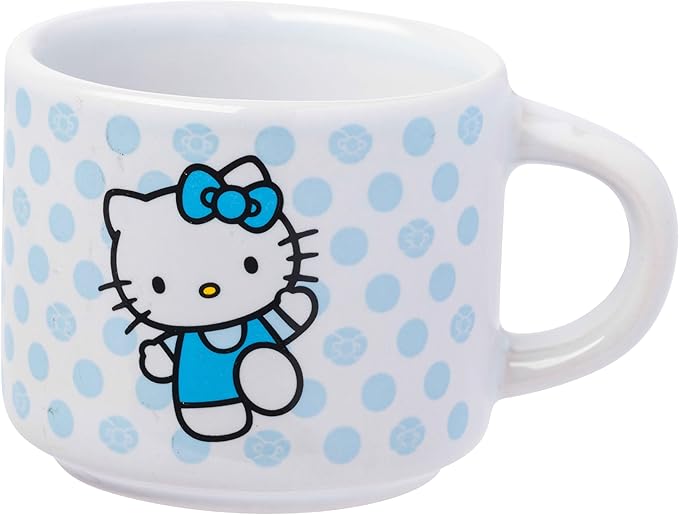 Silver Buffalo Sanrio Hello Kitty Polka Dots 4pc Stackable Ceramic Espresso Small Cup Set, 3 Ounces