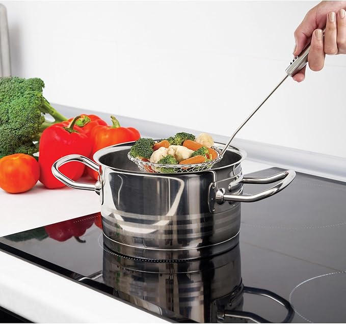 Helen's Asian Kitchen Spider Strainer, 5-Inch, All Stainless Steel Mesh Basket And Handle, For Noodles, Dumplings, Wontons, Deep Frying, And Draining Tasks