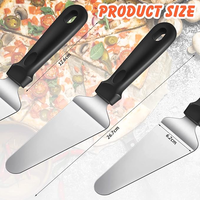 40 Pcs Pizza Spatula Pie Server Stainless Steel Cake Serving Spatula Non Slip Easy to Grip Baking Triangular Spade Plastic Handle Shovel for Desserts Pizza Pie Cake Biscuit