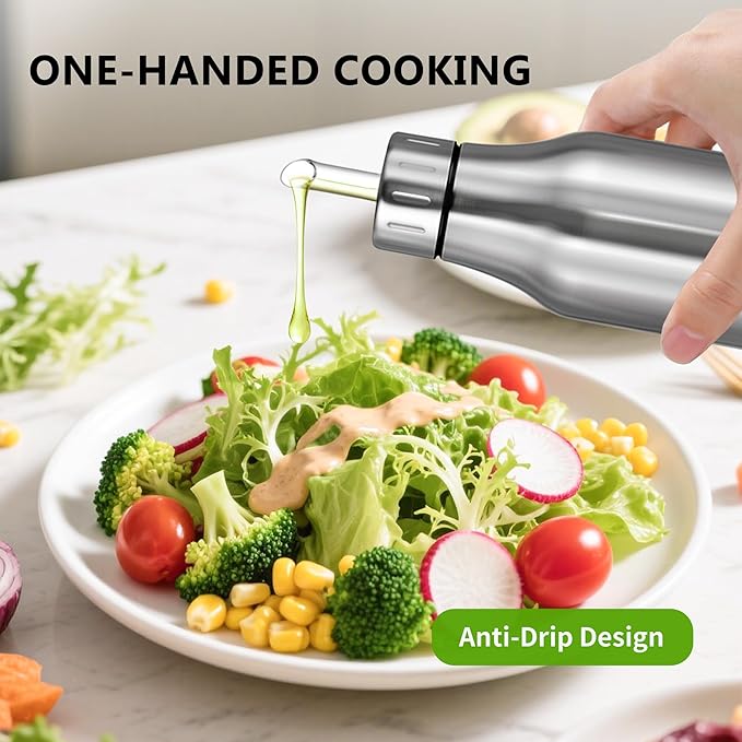 Stainless Steel Oil Dispenser Bottle - 750ML Leak-Proof Oil Container for Kitchen, Olive Oil & Cooking Liquids-26OZ