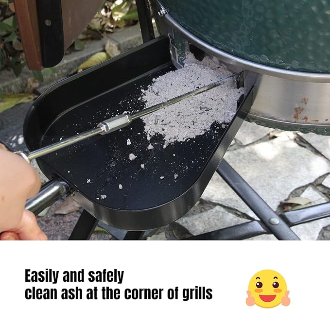 Ash Pan and Ash Poker Compatible with Big Green Egg Accessories,Stainless Steel Ash Removal Tool Set Ash Rake Tool Kit for Large BGE,for KamadoJoe Primo Grill Other Charcoal Smoker Wood Burning Stove