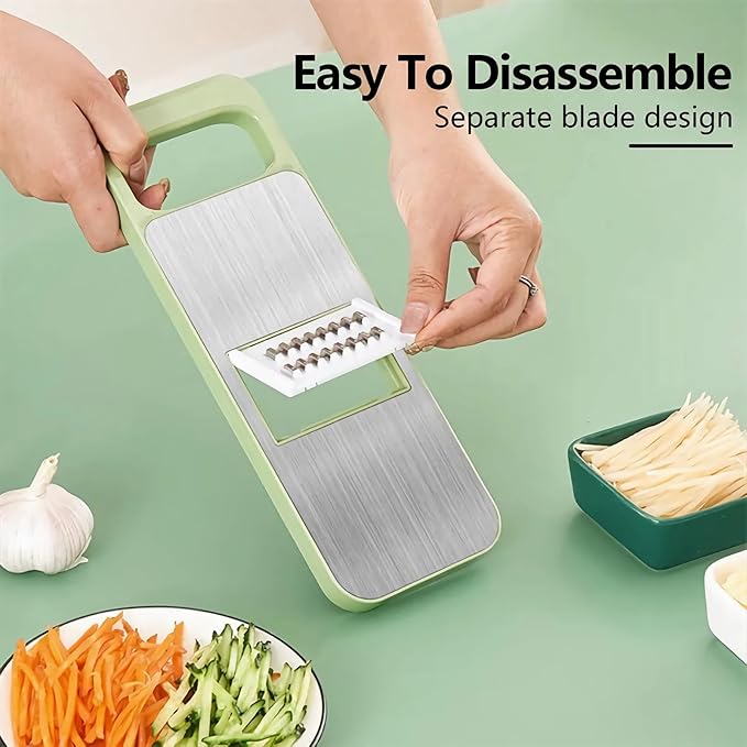 2 Pack Stainless-Steel Mandoline Slicer for Kitchen, 6-in-1 Vegetable Cutter, Shredder & Grater for Potato, Carrot, Salad | Handheld, Multifunctional Kitchen Tool for Daily Salad & Meal Prep