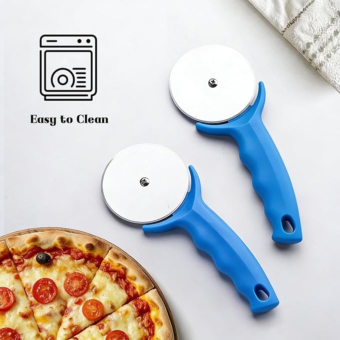 Pizza Cutter Wheel,Pizza Cutter with Cover Stainless Steel(Blue)