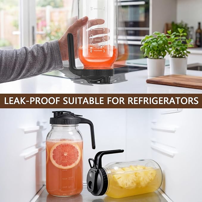 3 Pack Glass Pitchers with Lid, 64 oz Sun Tea Pitcher, Half Gallon Mason Jar Pitcher with Wide Mouth Airtight Lid for Ice Tea, Cold Brew Coffee, Fridge Water, Milk, Juices, Leak Proof Water Jug