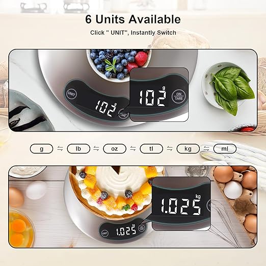 High Precision Food Cooking Scale Digital Kitchen Scale Touch Button Backlight Display (Grey)