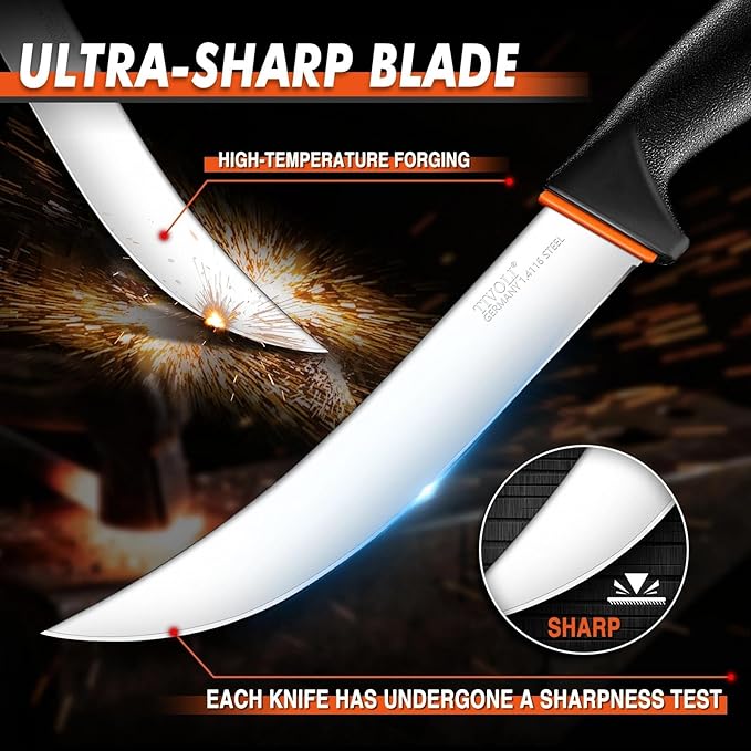 TIVOLI Slicing Knife 8 Inch - Brisket Knife with Ergonomic Non-Slip Softgrip & German Stainless Steel Razor Sharp Blade for Meat Cutting,Slicing - Gift for Men Women