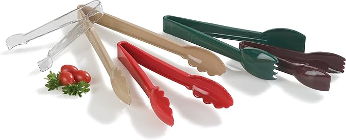 Carlisle FoodService Products 470903 Carly Salad Tong, 9" Utility Tong, Black, 12 Pack