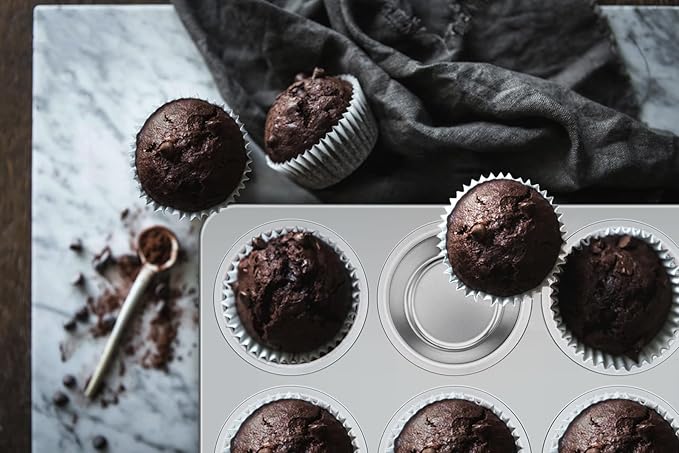 Leonyo 6-Cup Cupcake Pan, Stainless Steel Standard Size Cupcake Pans Tray for Baking, Metal Non-Toxic Muffin Tins, Dishwasher Oven Safe
