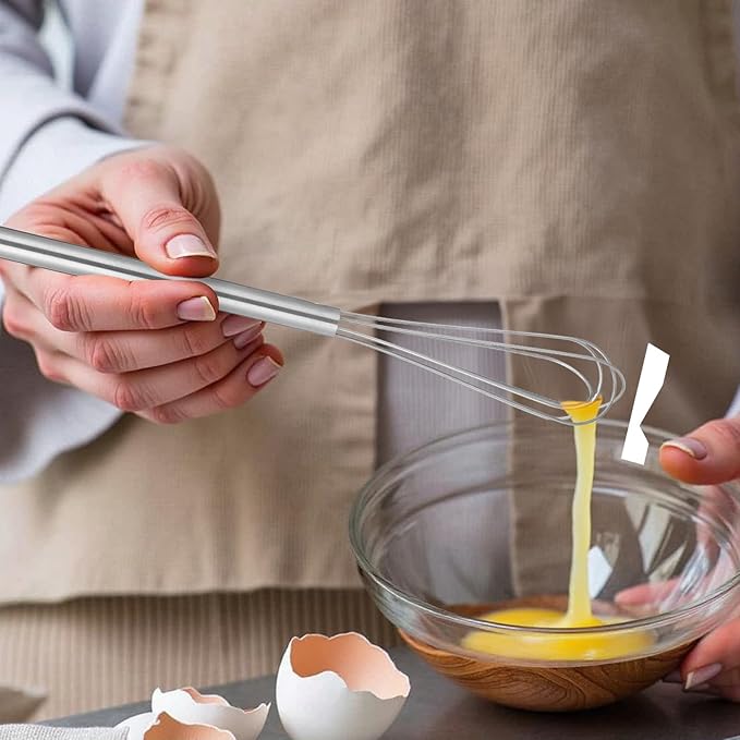 Mini Whisks for Cooking, 10.24 Inch Long Handle Small Stainless Steel Whisks for Kitchen Egg Blending Whisking Beating Coffee Drink Stirring