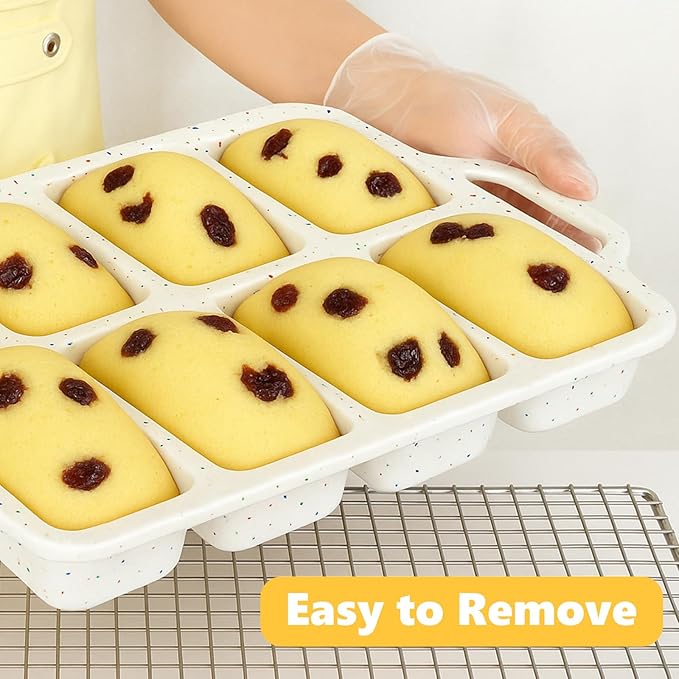1PCS Nonstick Silicone Mini Loaf Pans with Metal Frame Gloves, 8 Cup Cavity Mini Bread Loaf Pans, Small Bread Pans for Baking, Tiny Baking Loaf Pans for Baking Bread, Loaf, Meatloaf, Brownie, Butter