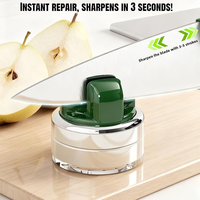 Kitchen Knife Sharpener with Suction base for Hands Free Pocket Knife Sharpeners,All-in-one Professional Knife and Tool Sharpener Suitable for: Kitchen Knives,Cleaver,Fruit Knives,Scissors(Green)