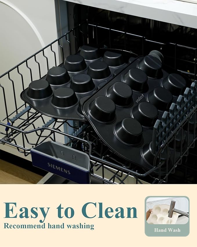Nonstick Muffin Pan with 12 Silicone Baking Cups, Carbon Steel Muffin Tin for Muffins, Cupcakes, Egg Bites and more, Non Toxic, Easy to Clean, Dishwasher Safe, Foggy Gray