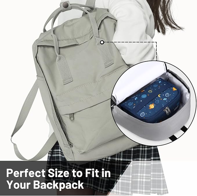 MIER Small Lunch Bag for Kids & Adults Compact Insulated Lunch Box Portable Thermal Mini Cooler for Work School Travel, Planet