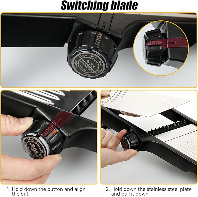 Adjustable Mandolin Slicer, Kitchen Mandolin Slicer, Mandolin Anti-cutting, Potato Slicer, Vegetable, French Fry Cutter, Stainless Steel Vegetable Cutter