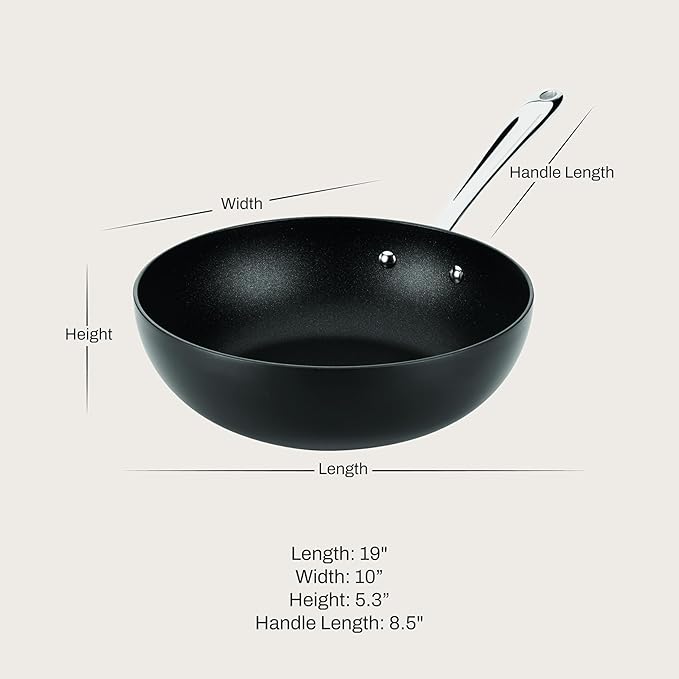 All-Clad Hard Anodized Expert Nonstick 10-Inch Wok Pan, Stay-Cool Handle, Dishwasher-Friendly, Oven-Safe Up to 500°F, Wok for Stir Fry, Induction Ready, Compatible with All Cooktops, Black