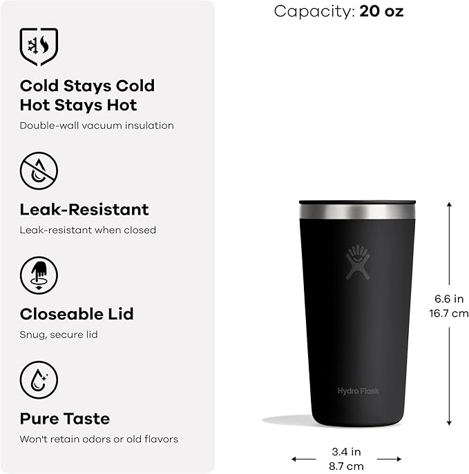 Hydro Flask All Around Tumbler Press-In Lid, Insulated Travel Mug, Stainless Steel Coffee Cup 20 Oz Mermaid Green