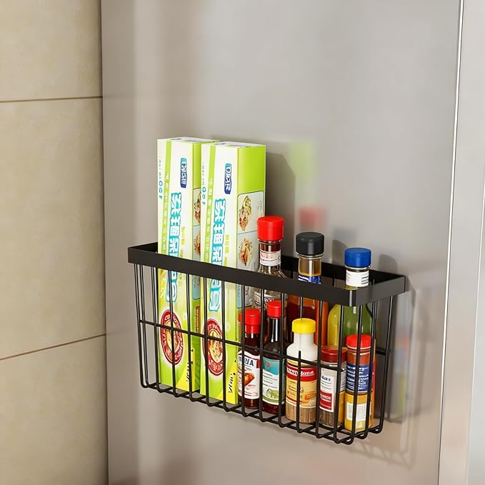 Kitchen Cabinet Door Storage Box,Self Adhesive Wall Mounted,Wardrobe/Bathroom/Refrigerator Small Items Organizer,Oil bottle/Seasoning storage (3 Piece)