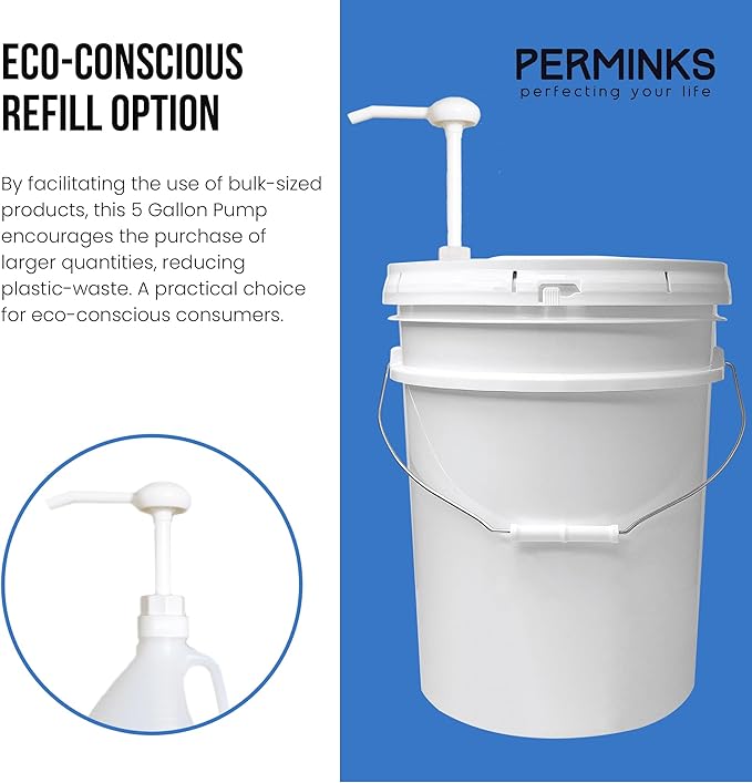 5 Gallon Pump Dispenser - Pump for 5 Gallon Bucket, Jug, Bottle, Large Container - Great for Shampoo & Conditioner, Laundry Detergent, Snow Cone Syrup, Bleach Liquid, Oil & More (Pack of 3)