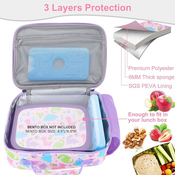 RHCPFOVR Kids Lunch Bag - Insulated Lunch Box for Boys Girls,Washable Lunch Bag and Reusable Toddler Leak-proof Lunchbox for School and Daycare