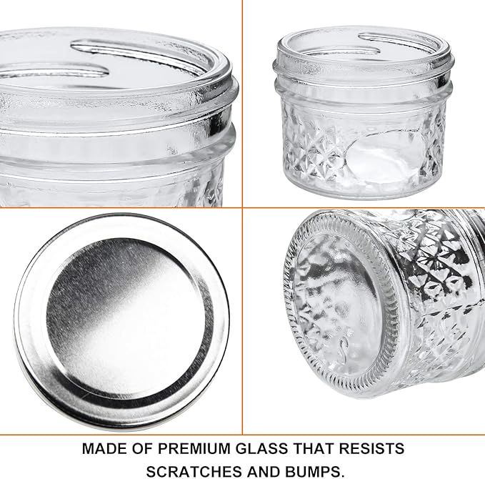 Accguan Mini Mason Glass Canning Jars,4 OZ Jelly Jars With Regular Lids（Silver,Ideal for Honey,Jam,Wedding Favors,Shower Favors,Small Pice Jars 40 PACK