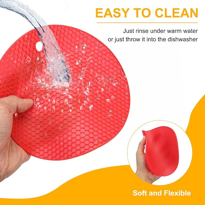 uxcell 4pcs Silicone Jar Opener Pads, 17.5cm/7" Texture Can Opener Multipurpose Round Bottle Lid Opener Non-Slip Coasters for Weak Hands Seniors Children, Orange