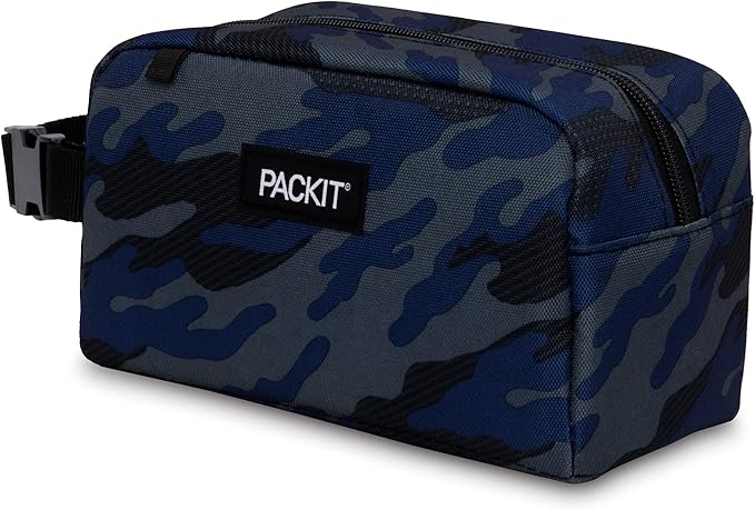 PackIt Freezable Snack Box, Sporty Camo, Built with EcoFreeze Technology, Collapsible, Reusable, Zip Closure with Buckle Handle, Designed For Work Snacks, Fresh Snacks On the Go, Adults, and All Ages