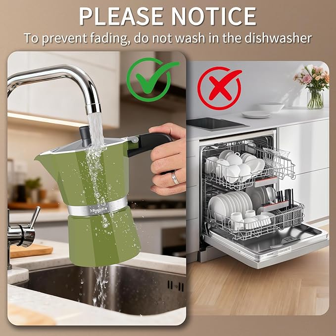 Mongdio Stovetop Espresso Maker Moka Pot, Stove Top Cuban Coffee Maker, Italian Greca Mocha Pot, 9 Espresso Cups, 15 oz - Green