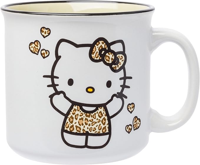 Silver Buffalo Sanrio Hello Kitty Leopard Outfit Ceramic Camper Mug, 20 Ounces