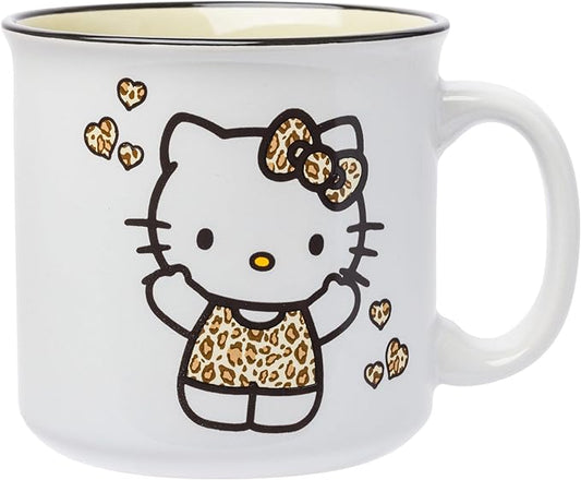 Silver Buffalo Sanrio Hello Kitty Leopard Outfit Ceramic Camper Mug, 20 Ounces