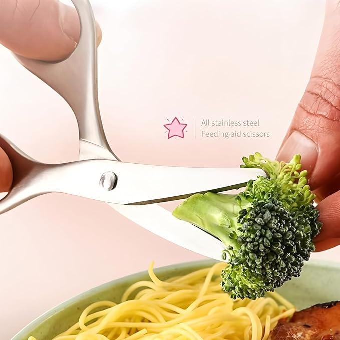 Baby Food Scissors Kitchen Shears, Stainless Steel Kitchen Scissors for Cutting Food, Noodles, Meat, Chicken, Veggies and Fruits