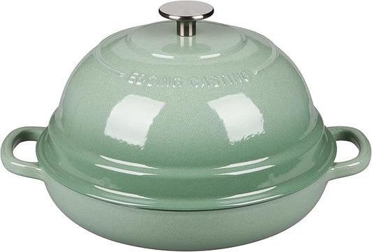 Enameled Cast Iron Dutch Oven Pot with Lid, Round Bread Oven for Homemade Sourdough Bread Baking, 6 Quart, Sage Green